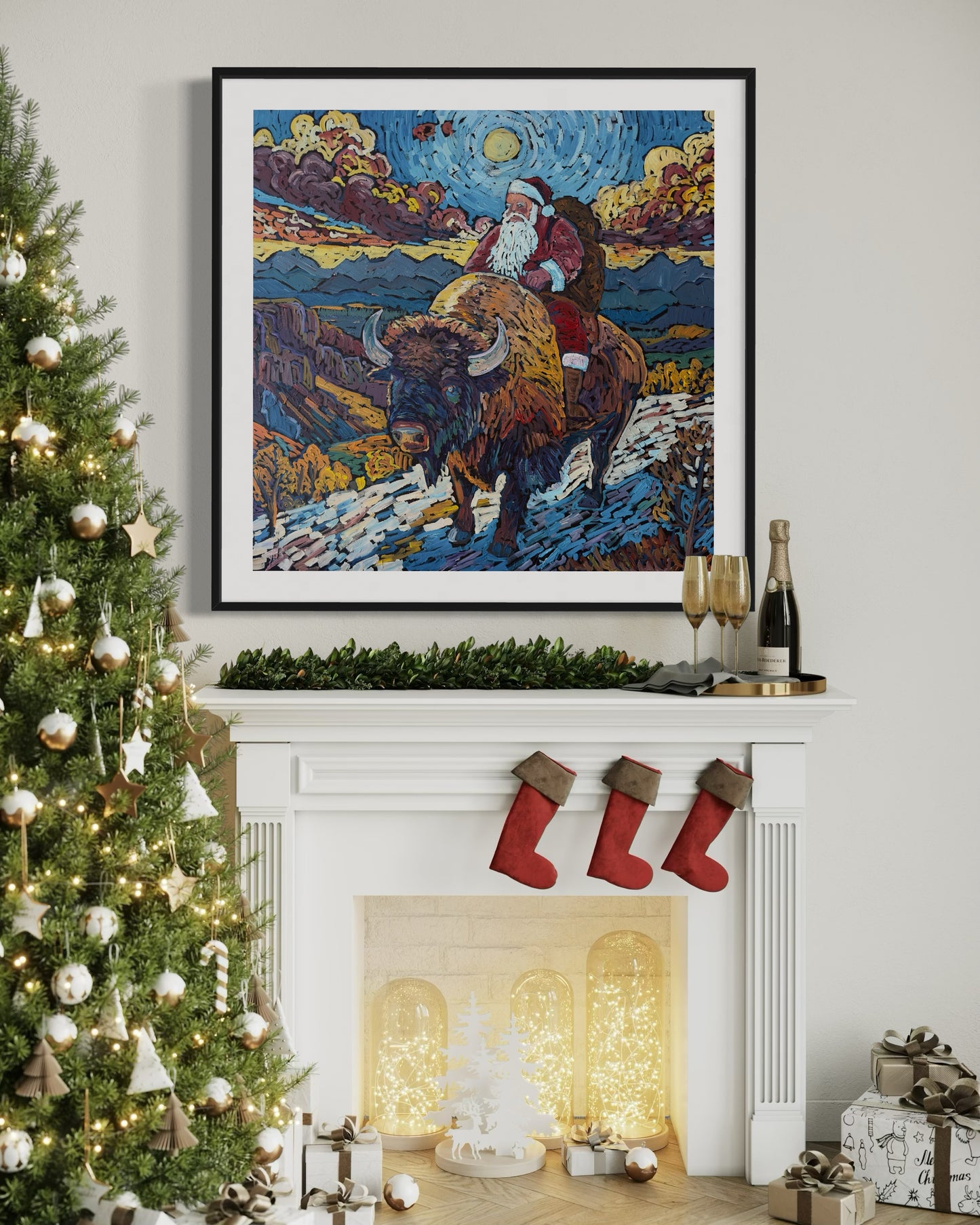 Old Man's Resolve Prints (Santa on a Bison)