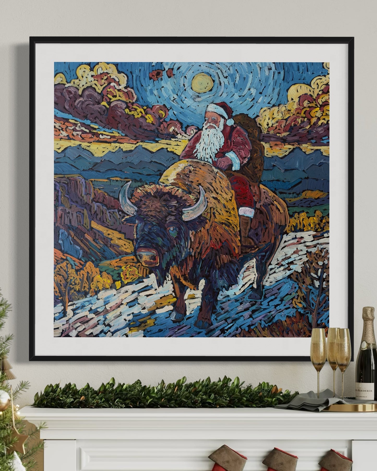 Old Man's Resolve Prints (Santa on a Bison)