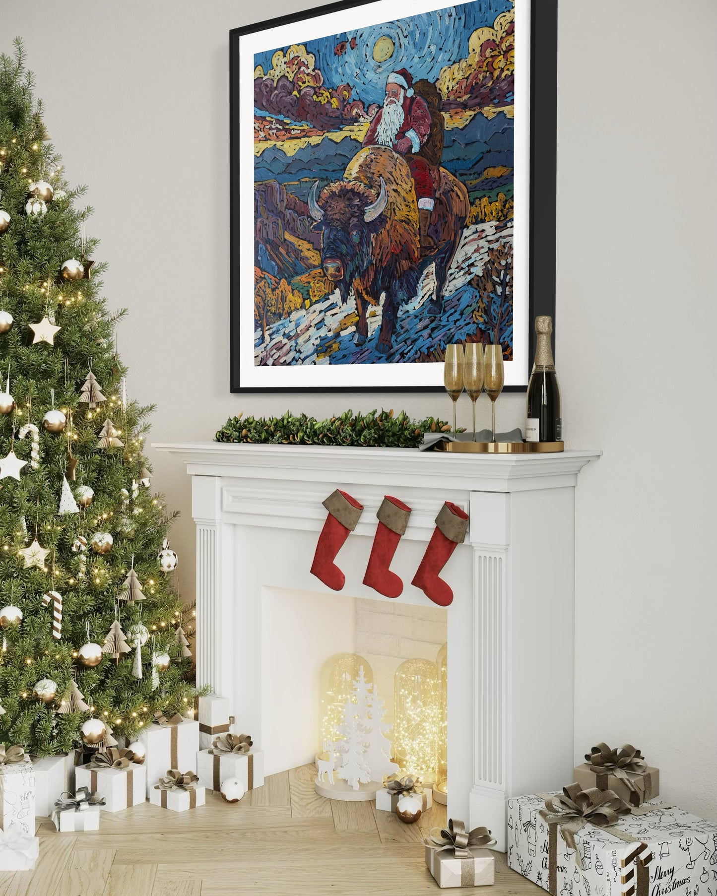 Old Man's Resolve Prints (Santa on a Bison)