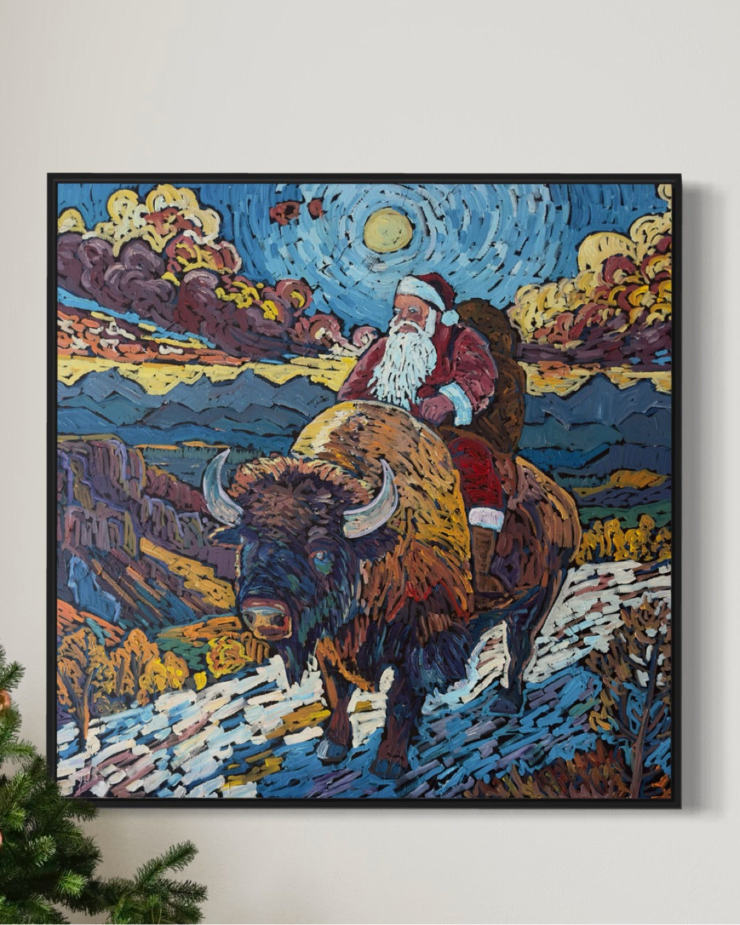 Old Man's Resolve Prints (Santa on a Bison)